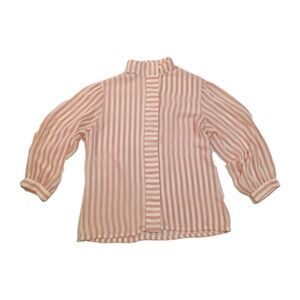 Vintage College Town Pink & White Striped Blouse Women's S Chiffon 90s Preppy
